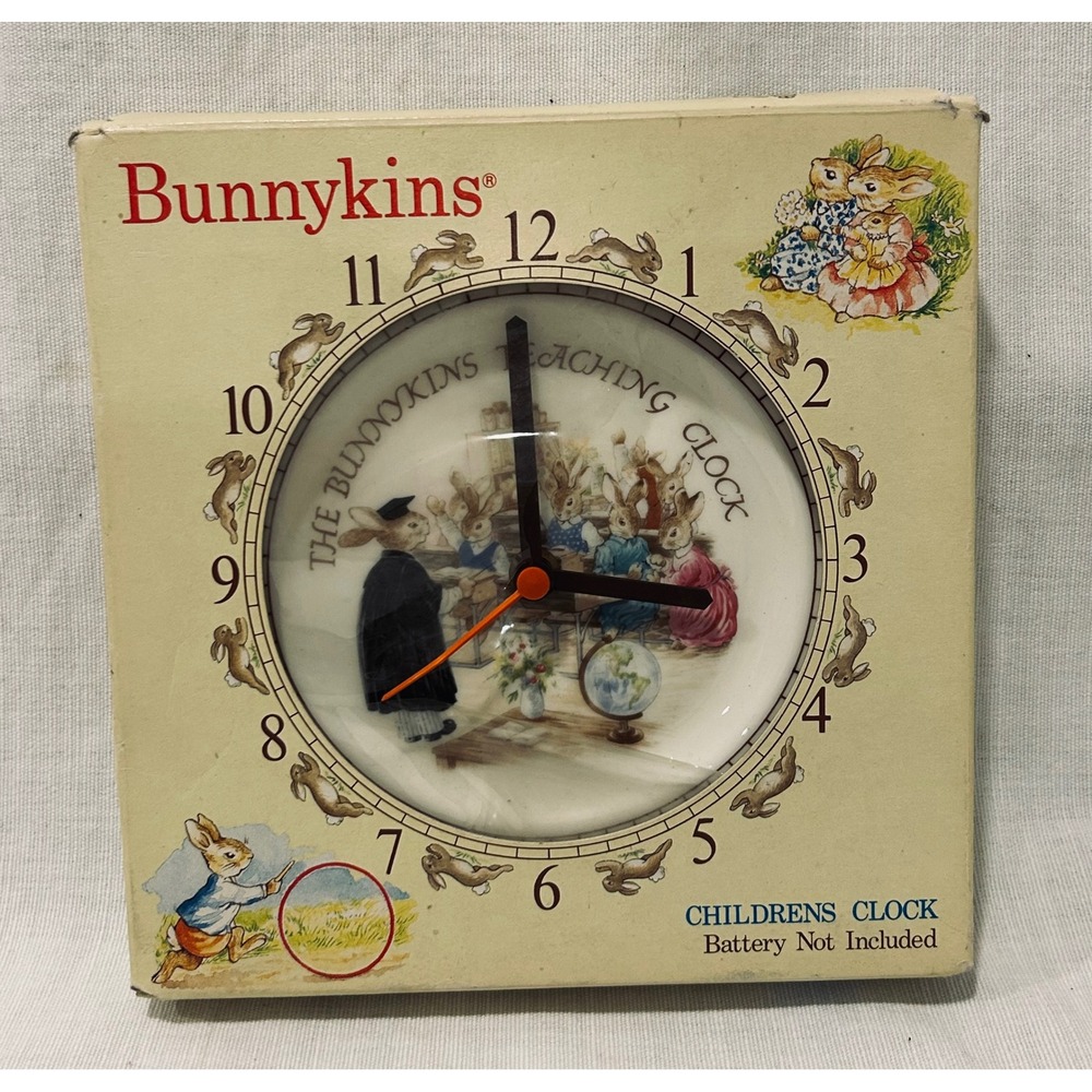 Royal Doulton Bunnykins Teaching Clock Vintage Bone China Wall Clock England